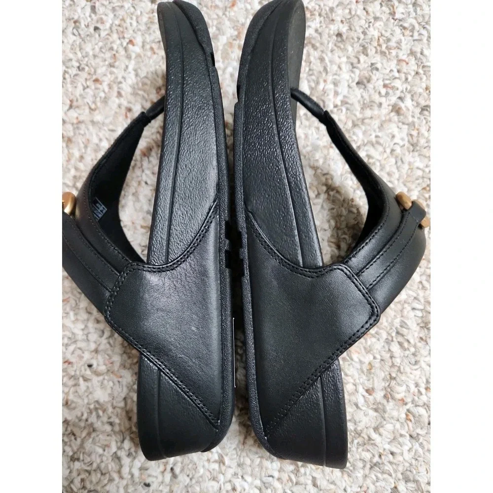 FitFlop Lulu Chunky Snaffle Leather Toe-Post Sandal Black US 10 New No‎ Box